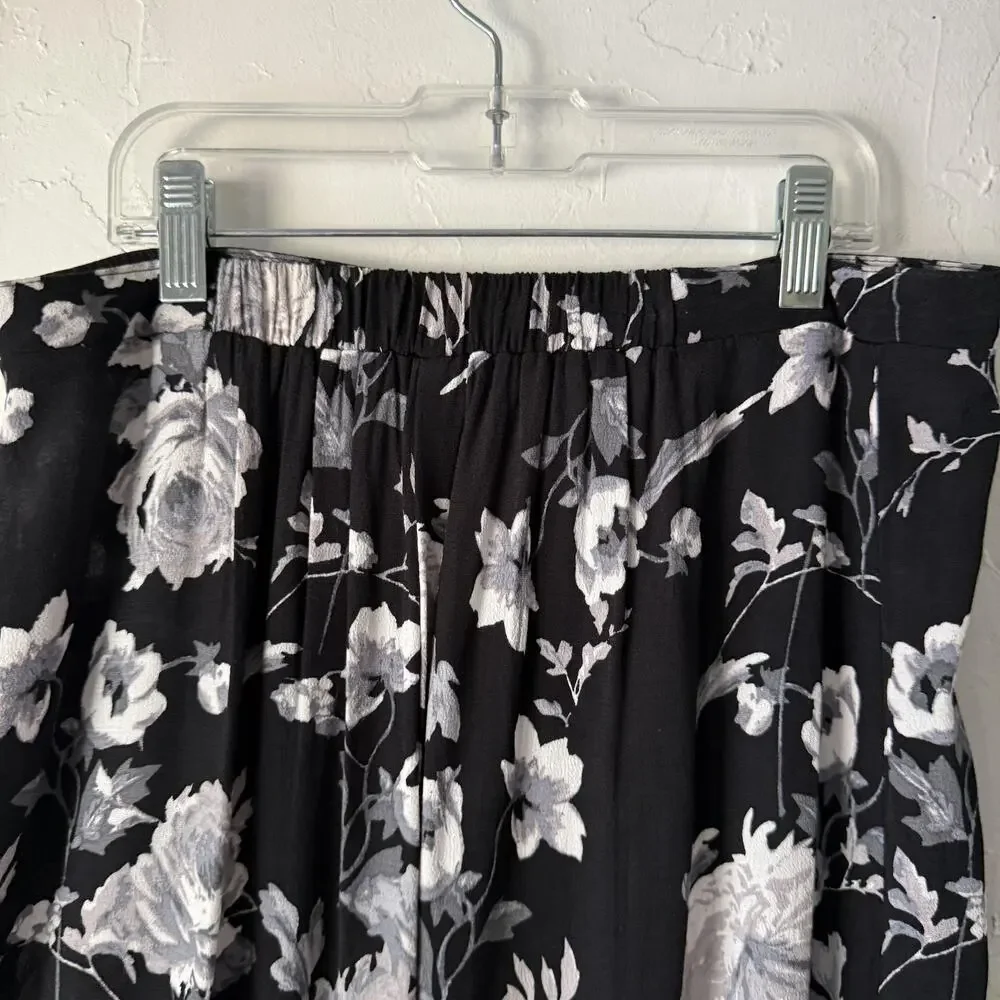 Wild Fable Skirt New S Black Floral‎ Button Front High Waist Whimsigoth Witchy